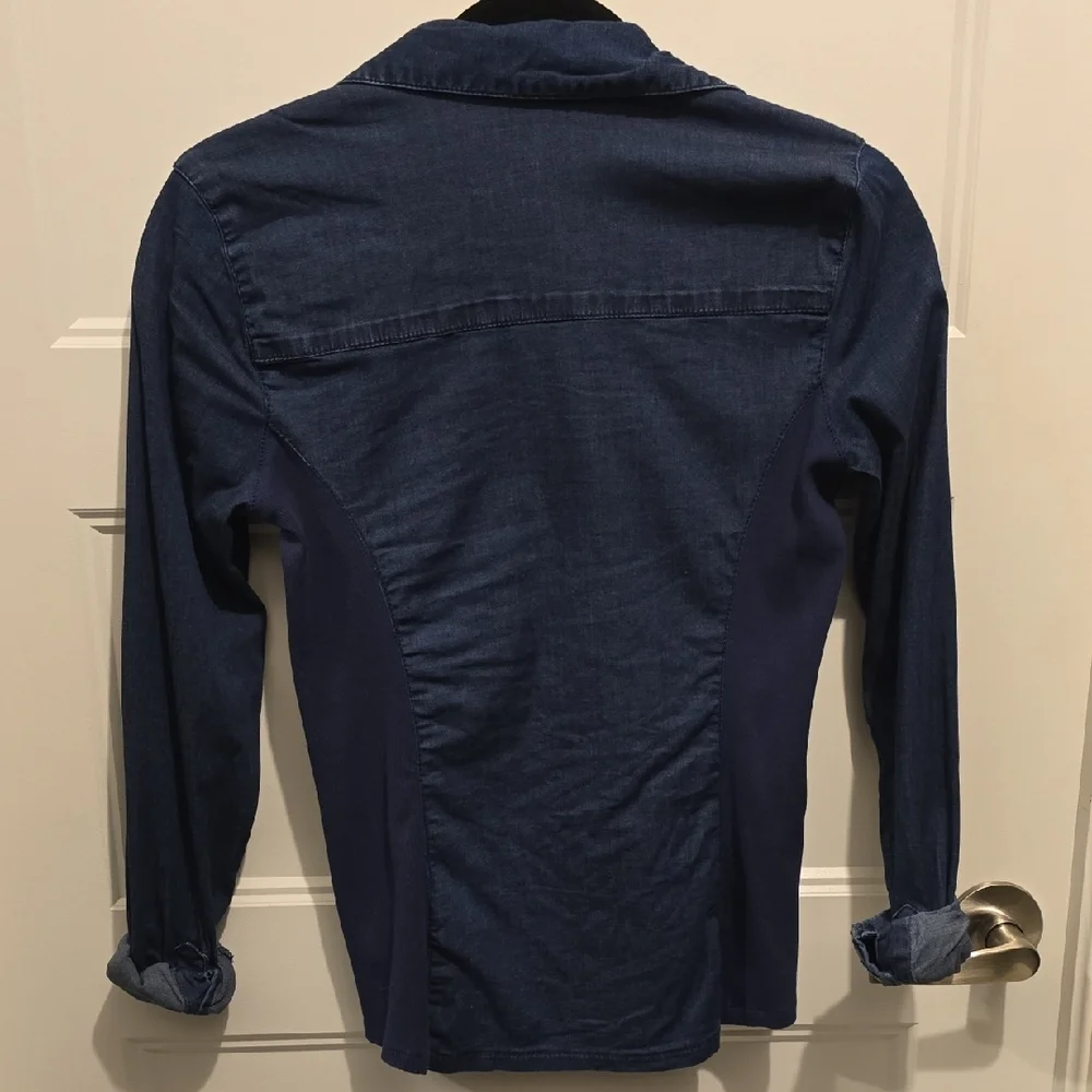 GUESS Women's Stretchy Denim Blouse - Picture 3 of 5